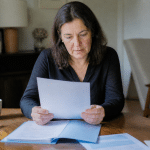 Personne assise a table consultant documents evaluation professionnelle