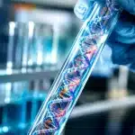 Molecules d'ADN alignees dans un tube laboratoire transparent