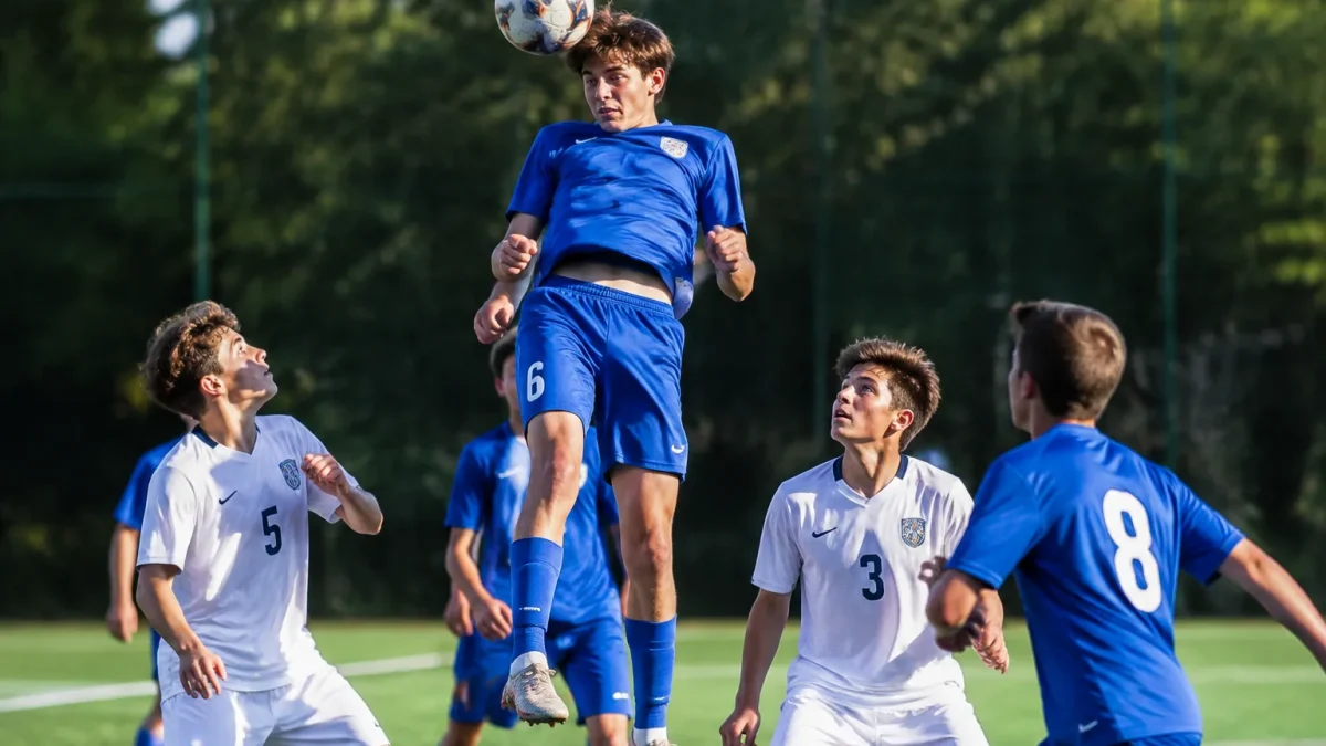 Adolescent debout depassant tous les autres joueurs
