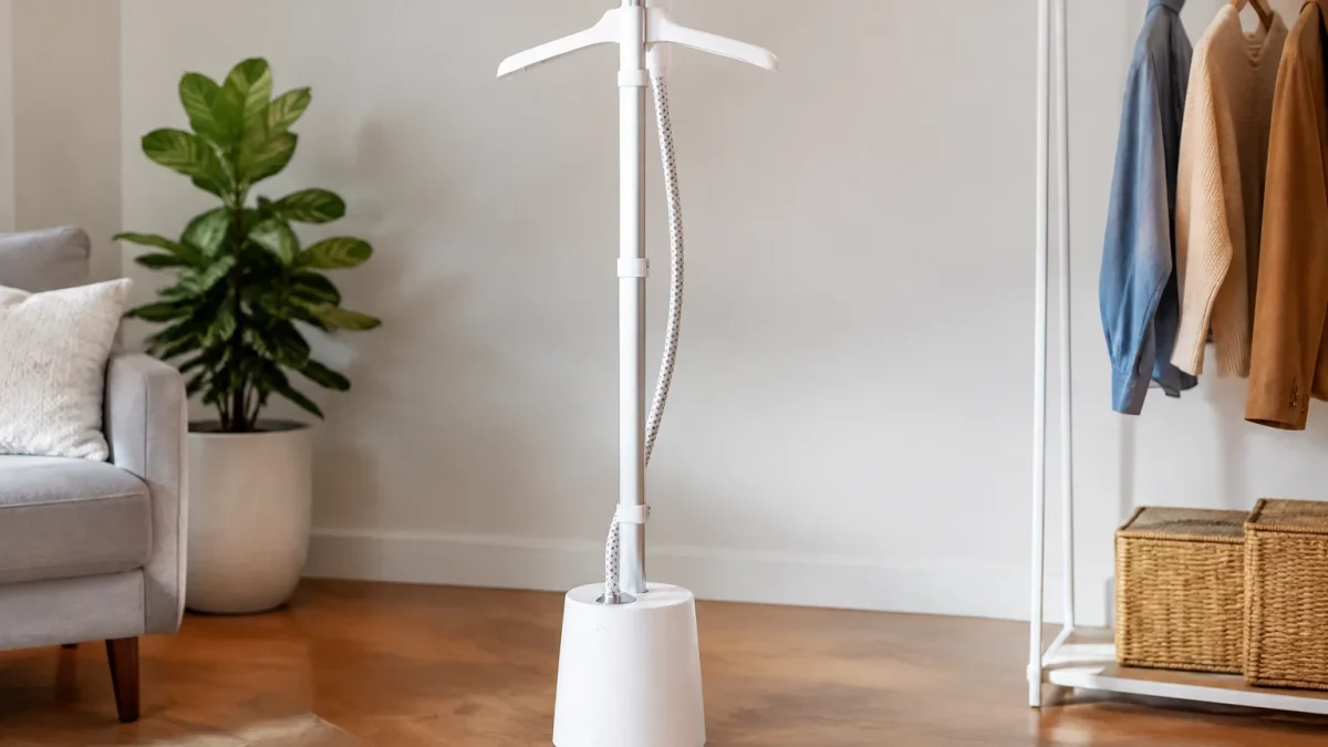 Appareil pressing blanc colonne centrale avec socle metallique