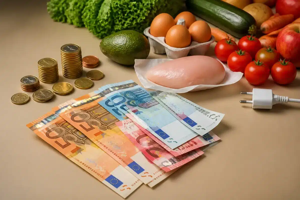 Tableau comparatif montrant euros et variables budgetaires menages