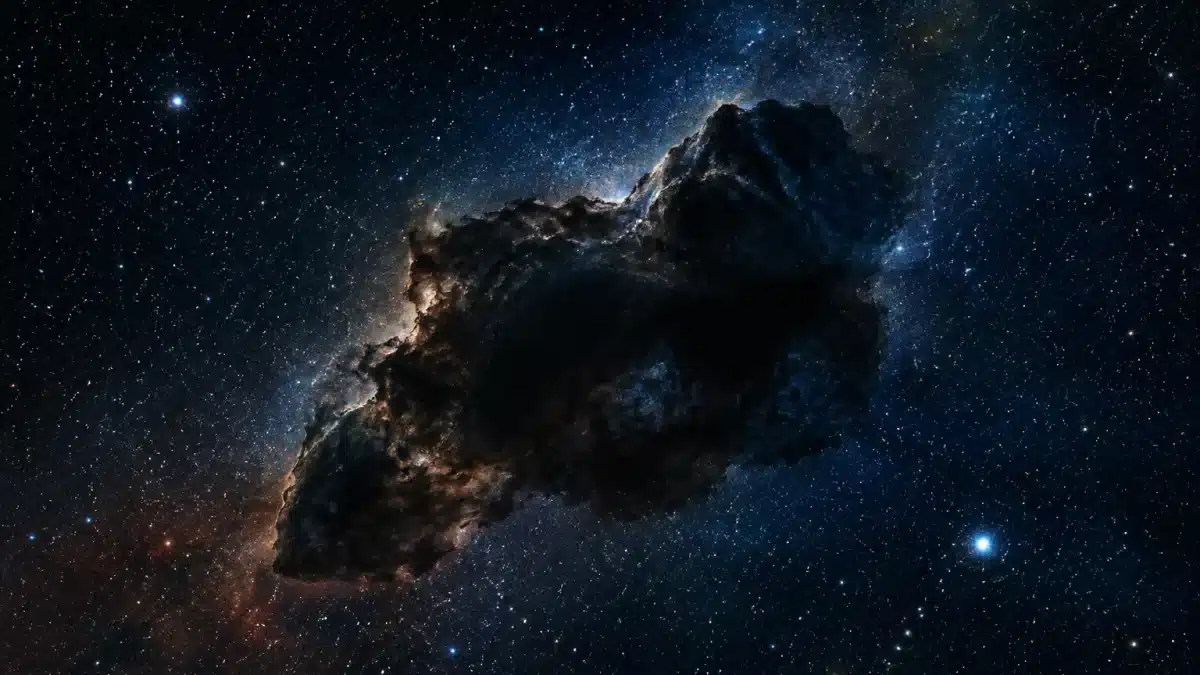 Objet celeste sombre flottant dans l'espace cosmique etoile.jpg
