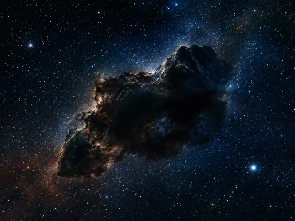 Objet celeste sombre flottant dans l'espace cosmique etoile.jpg