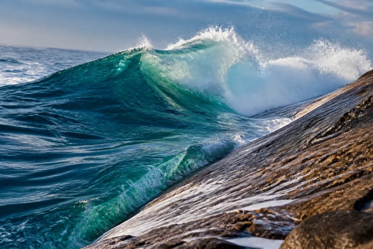 Pente montante avec vague qui se superpose