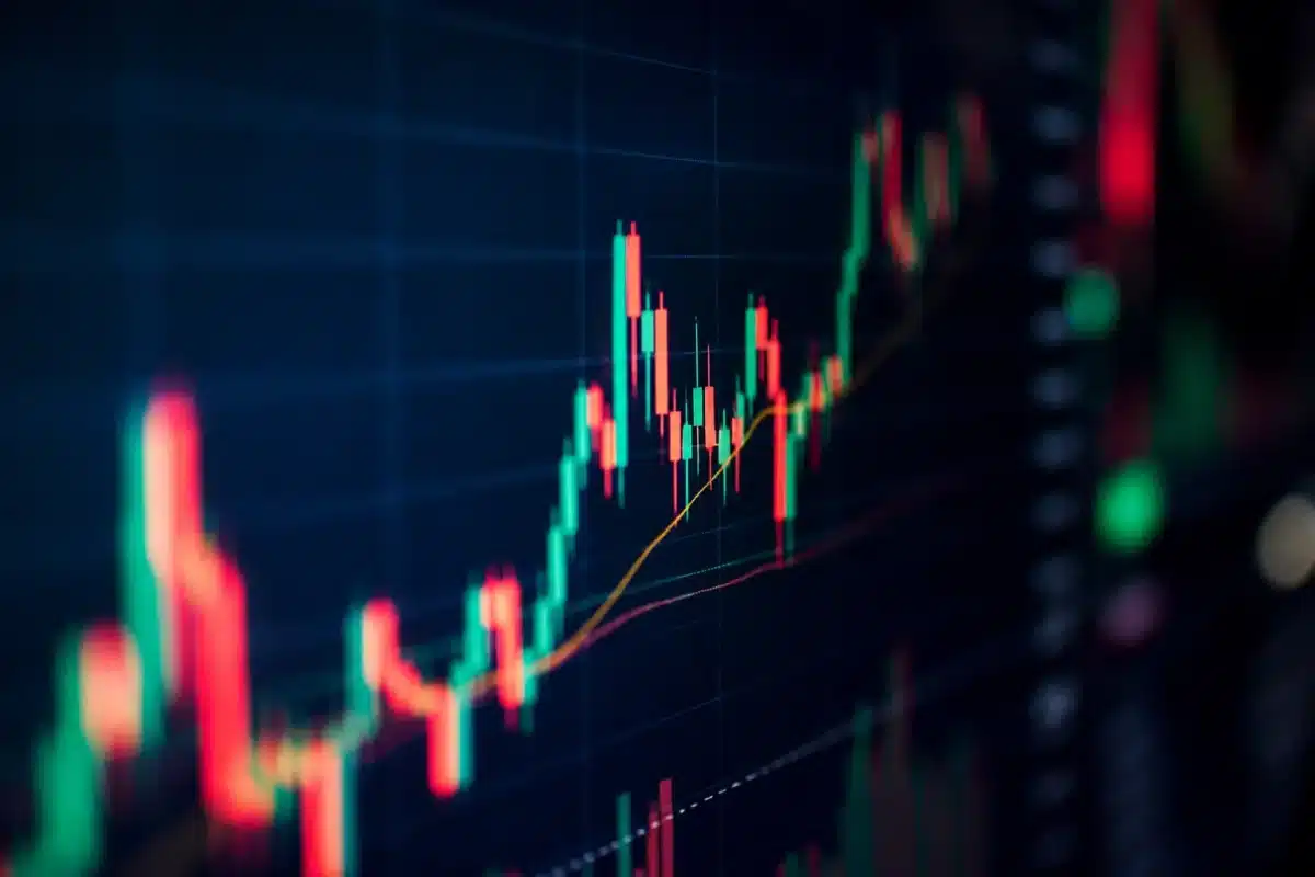 Graphiques financiers flous avec chiffres partiellement masqués